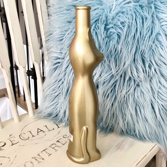 Happy Cat, Metallic Gold, 2007, Empty, Collector, Glass, Wine Bottle, 13" Tall - Picture 4 of 15